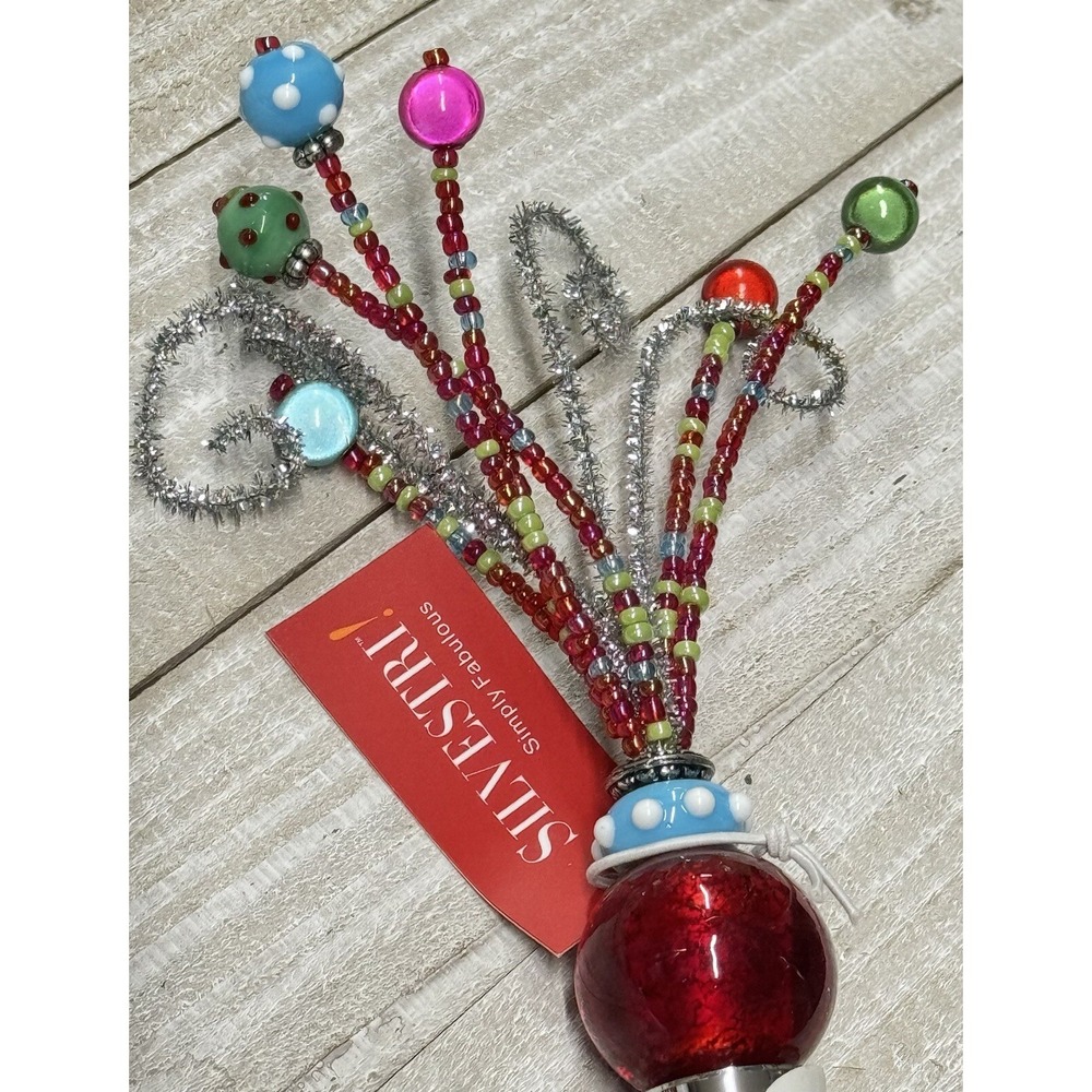 Bead & Wire Metal Bottle Stopper NEW Colorful Beaded bar wine gift NWT Silvestri - Picture 3 of 3